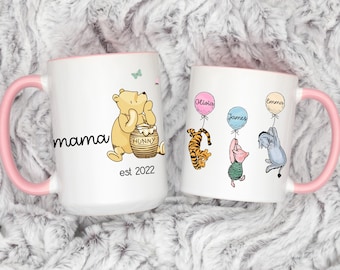 Mama Bear Mug Gift for Mom Classic Winnie-the-Pooh Personalized Coffee Mug Custom Gift for Her Birthday Gift for Mom Grandmother Nana