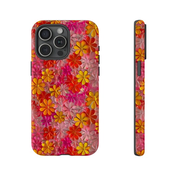 Neon Daisy Faux 3D Cell Phone Case, Unique Phone Cover, Retro Daisies, Cute  Summer iPhone 15 and more, Google Pixel, Samsung Phone Cases