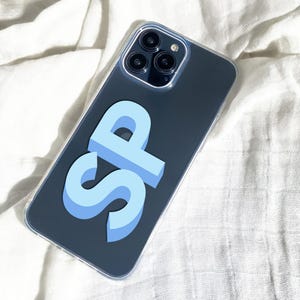 Groot monogram-telefoonhoesje, op maat gemaakt eerste telefoonhoesje, groot initiaal telefoonhoesje, gepersonaliseerd duidelijk iPhone-telefoonhoesje, Samsung-telefoonhoesje