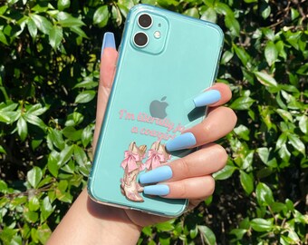 Coquette Cowgirl Phone Case, Clear Phone Case, Pink Bow Phone Case, Coquette Phone Case, iPhone Clear Phone Case, Samsung Phone Case