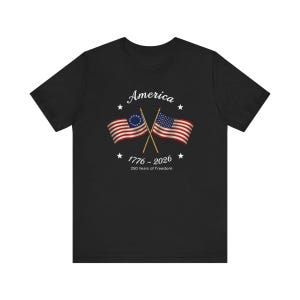 Made in America Shirt, Patriotic USA Flag Tee, America 250th Anniversary T Shirt, 4th of July Matching Family Gift for Semiquincentennial Black