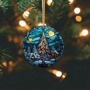 Weihnachtsdorf, Weihnachtsbaum 2024 Weihnachtsverzierung, Glasmalerei-Illusion, Ferienzeit, beste Feriengeschenke, Keramikverzierung