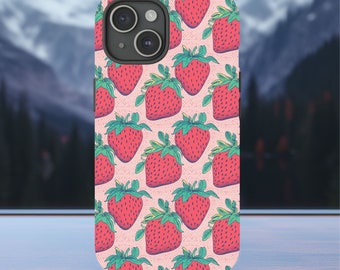 Erdbeer-Telefonkasten, Cottage-Core-Telefonkasten, Beeren-Zubehör. Niedliche Handyhülle für sie, Erdbeergeschenk für sie, iPhone Hülle, Samsung