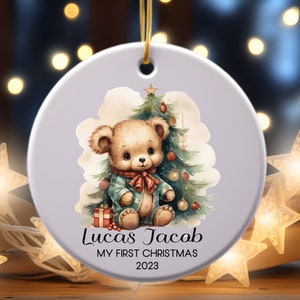 Baby First Christmas Ornament 2023, Personalized First Christmas Ornament 2023, Custom Baby Bear Ornament , Baby&#39;s 1st Christmas Keepsake