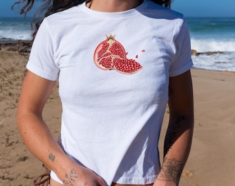 Pomegranate Baby Tee, Y2K Baby Tee, Fruit Baby Tee, Trendy Baby Tee,  Women's Baby Tee,  90's Aesthetic Baby Tee, Summer Baby Tee