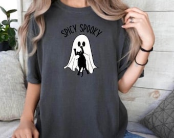 Cute Ghost Halloween Tshirt, Funny Ghost, Funny Cat, Spicy Kitten, Cute Halloween Tee, Spooky Season, Silly Cat,  Comfort Colors Shirts