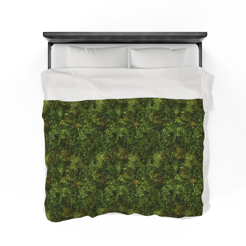 Moss Blanket, Fantasy Forest Throw Blanket, Cottagecore Blanket, Whimsical Nature Blanket, Faux 3D Moss Blanket, Nature Lover Moss Blanket image 10