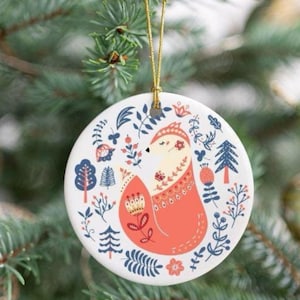 スカンジナビアのクリスマスオーナメント、北欧の民俗オーナメント、ヒュッゲ、冬のキツネのクリスマスオーナメント、クリスマス用のスカンジナビアのオーナメント