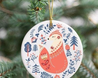 Scandinavian Christmas Ornament, Nordic Folklore Ornament, Hygge, Winter Fox Christmas Ornament, Scandinavian Ornament for Christmas