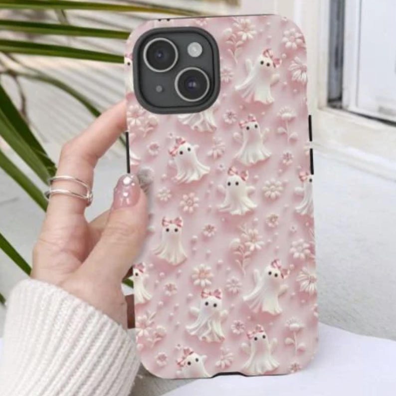 Coquette Phone Case, Pink Halloween Phone Cover, Cute Ghost Case for iPhone 15 and more, Google Pixel, Samsung Phone Cases, Tough Case