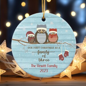 First Christmas Ornament, Our First Christmas as a Family of Three, Personalized 2023 Christmas Ornament, Family of 3, Family Ornament