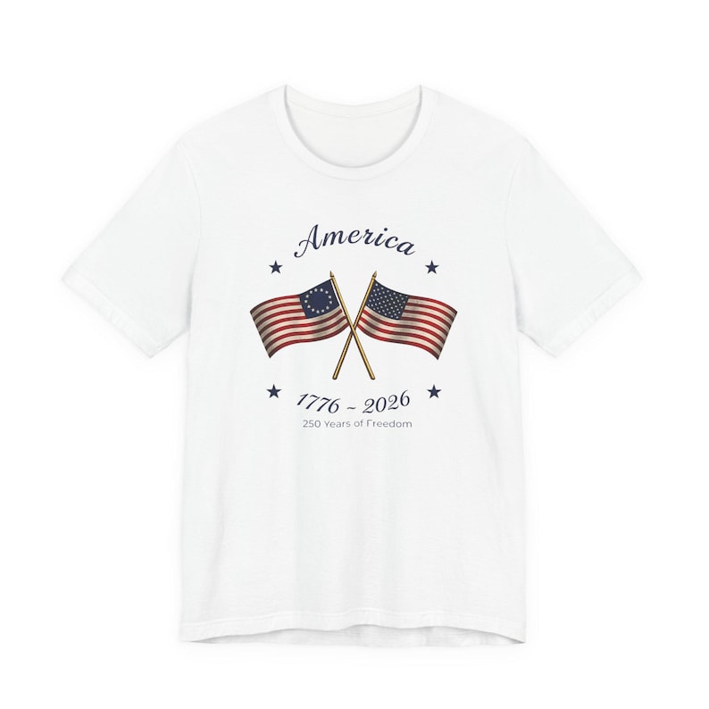 Made in America Shirt, Patriotic USA Flag Tee, America 250th Anniversary T Shirt, 4th of July Matching Family Gift for Semiquincentennial White
