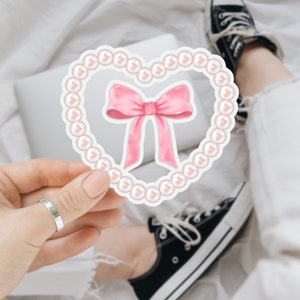 【NEW限定品】 Croissant Coquette Pink Trendy Aesthetic magnet sticker, Bow トップス