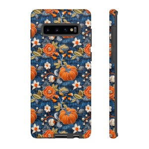 Pumpkin Phone Case, Faux Denim Faux Embroidery Fall Cell Phone Case, Unique Phone Cover, Cute iPhone, Google Pixel, Samsung Phone Cases image 9