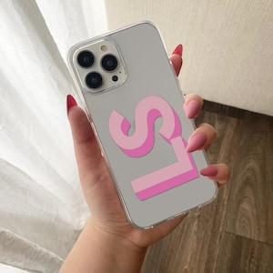 Gepersonaliseerde groot telefoonhoesje met monogram, aangepaste initiaal telefoonhoes, grote initiaal telefoonhoes, doorzichtige iPhone-telefoonhoesje, Samsung-telefoonhoesje