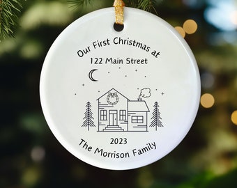 Our First Christmas at Address Ornament, First Christmas New Home, Couple Gift, Personalized Family Ornament for New Home, Realtor Gift