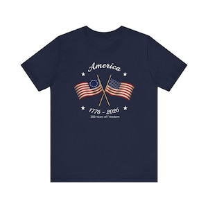 Made in America Shirt, Patriotic USA Flag Tee, America 250th Anniversary T Shirt, 4th of July Matching Family Gift for Semiquincentennial Navy