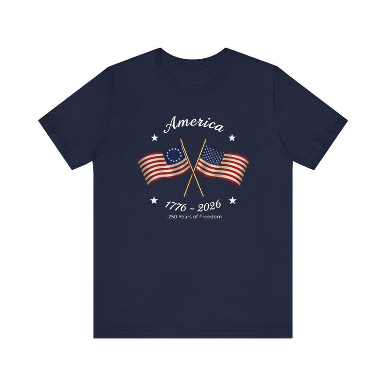 Made in America Shirt, Patriotic USA Flag Tee, America 250th Anniversary T Shirt, 4th of July Matching Family Gift for Semiquincentennial Navy