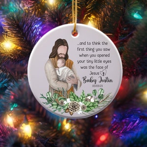 Baby Memorial Christmas Ornament, Miscarriage Ornament, Stillbirth Keepsake, Sympathy Gift, Custom Baby Loss Ornament, Jesus Holding Baby