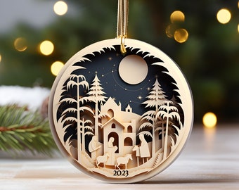 Nativity Christmas Ornament, 3D Nativity Scene Ornament, Nativity Christmas Ornament, Baby Jesus Ornament, Christian Christmas Ornaments