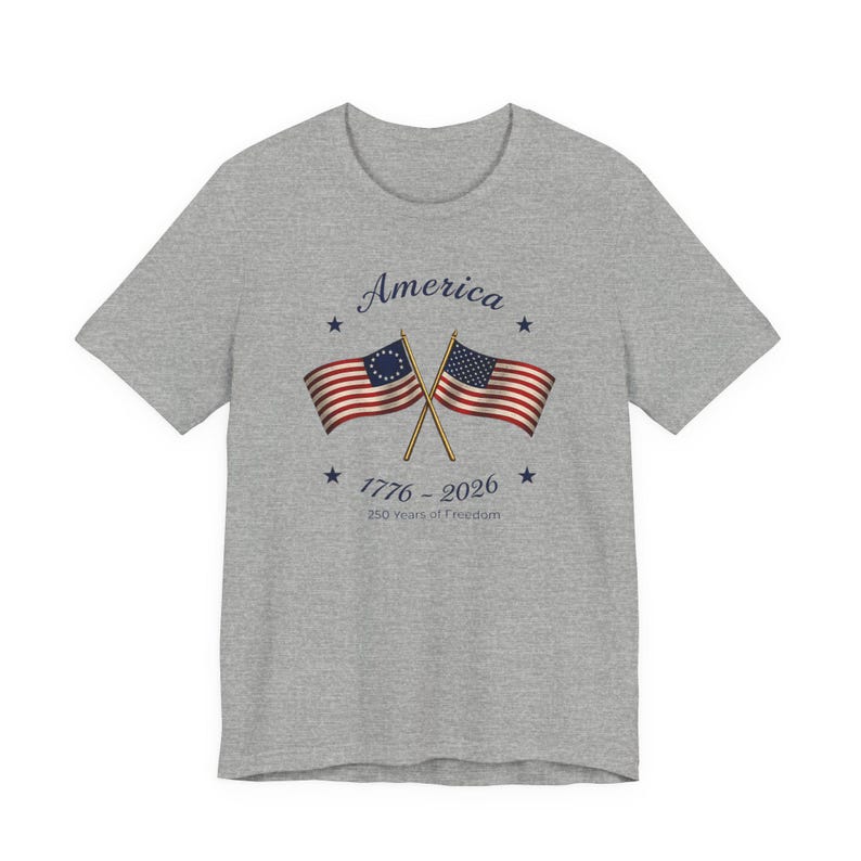 Made in America Shirt, Patriotic USA Flag Tee, America 250th Anniversary T Shirt, 4th of July Matching Family Gift for Semiquincentennial Athletic Heather