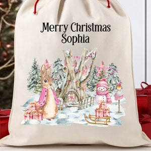 Christmas Custom Santa Sack, Personalized Santa Sack, Flopsy Bunny Christmas Sack, Christmas Gift Bag, Christmas Gift Bag for Kids