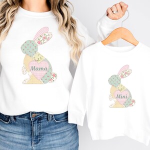 Mama und Mini Ostershirts, Passende Mama und Ich Oster Outfit, Benutzerdefinierte Häschen Herz Shirt, Mama und Ich Frühling Sweatshirt, Mama Mini Set