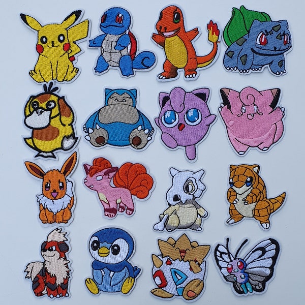 Iron-on patches Pokemon Pikachu Schiggy Evoli Tragosso Cubone Eevee Glumanda Patch Ironing Iron Clothes Crochet Wool Knit Sticker Textiles