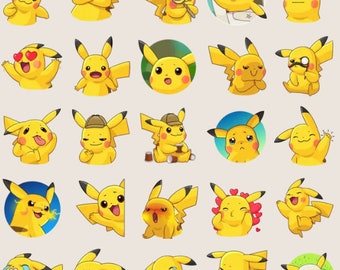 Pokemon Pikachu Whatsapp Sticker Emoji 25x Set with instructions