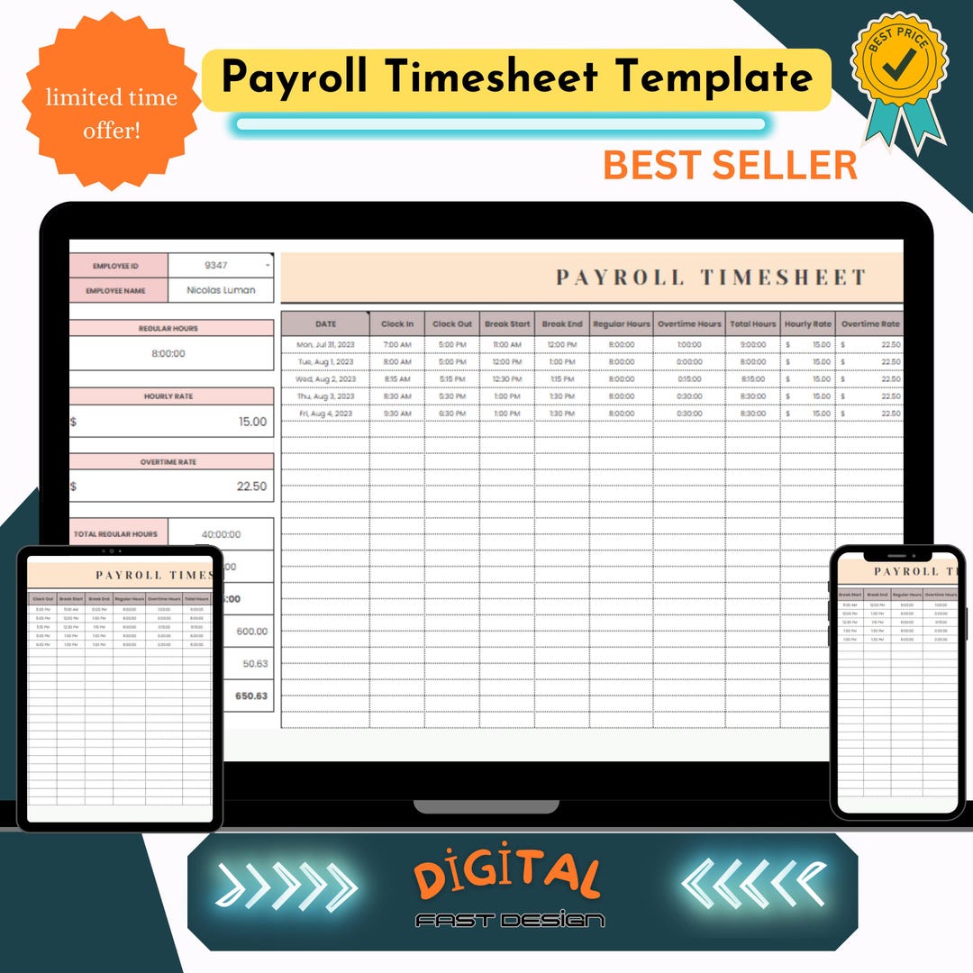Payroll Timesheet Template, Google Sheets for Small Business Owners ...