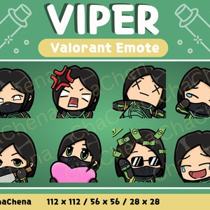 Cute Viper Twitch Discord Emote Bundle | Valorant Agent Emotes | Digital Download
