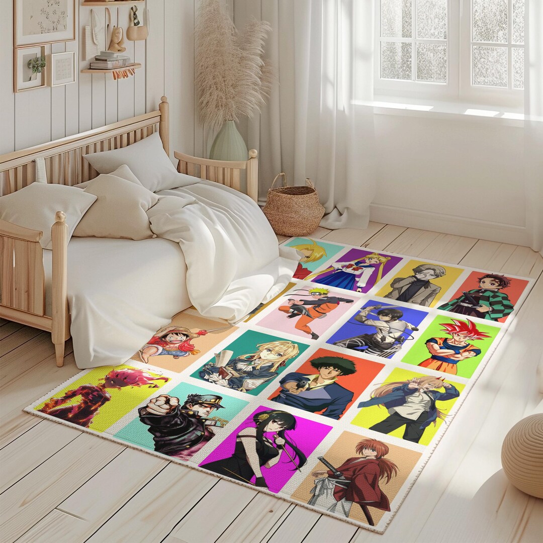 Anime Manga Characters Rug Japanese Pop Art Decor for Kids Room Otaku ...