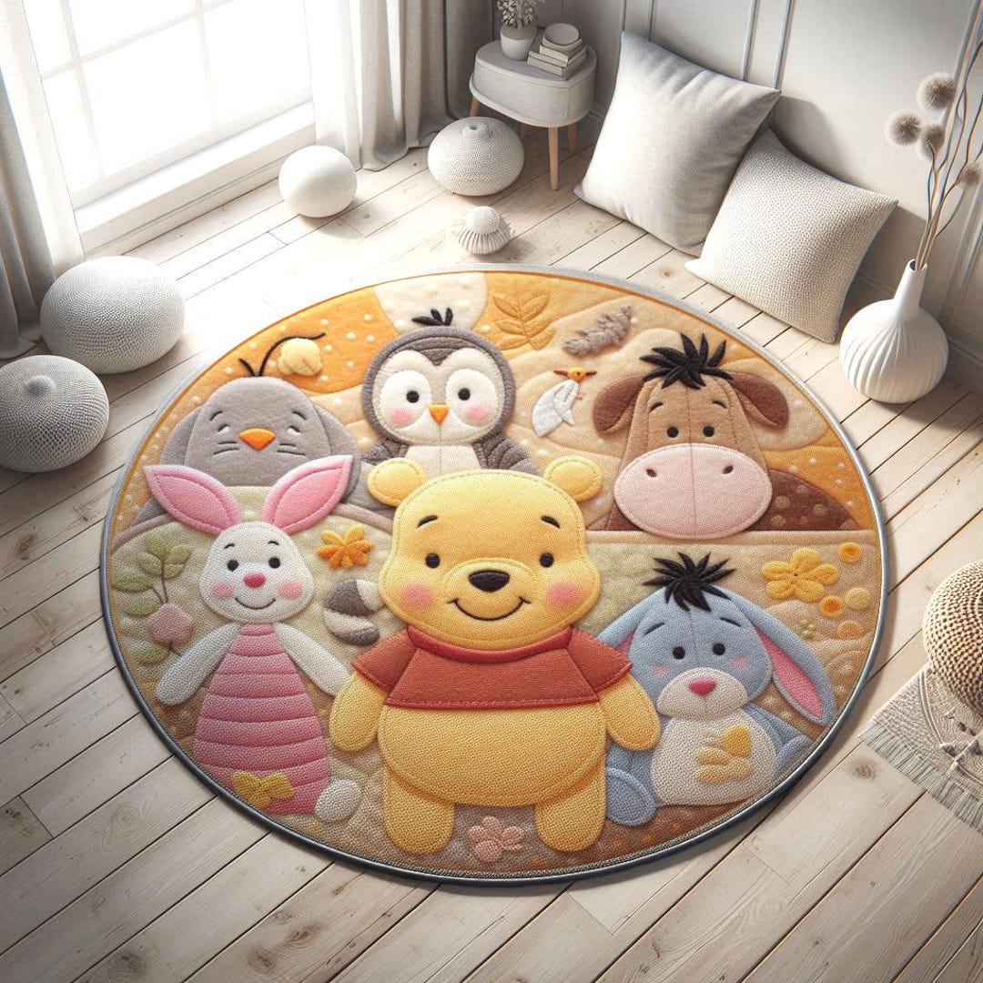 Winnie the Pooh Nursery Rug Kids Room Decor With Tigger and Piglet Soft ...