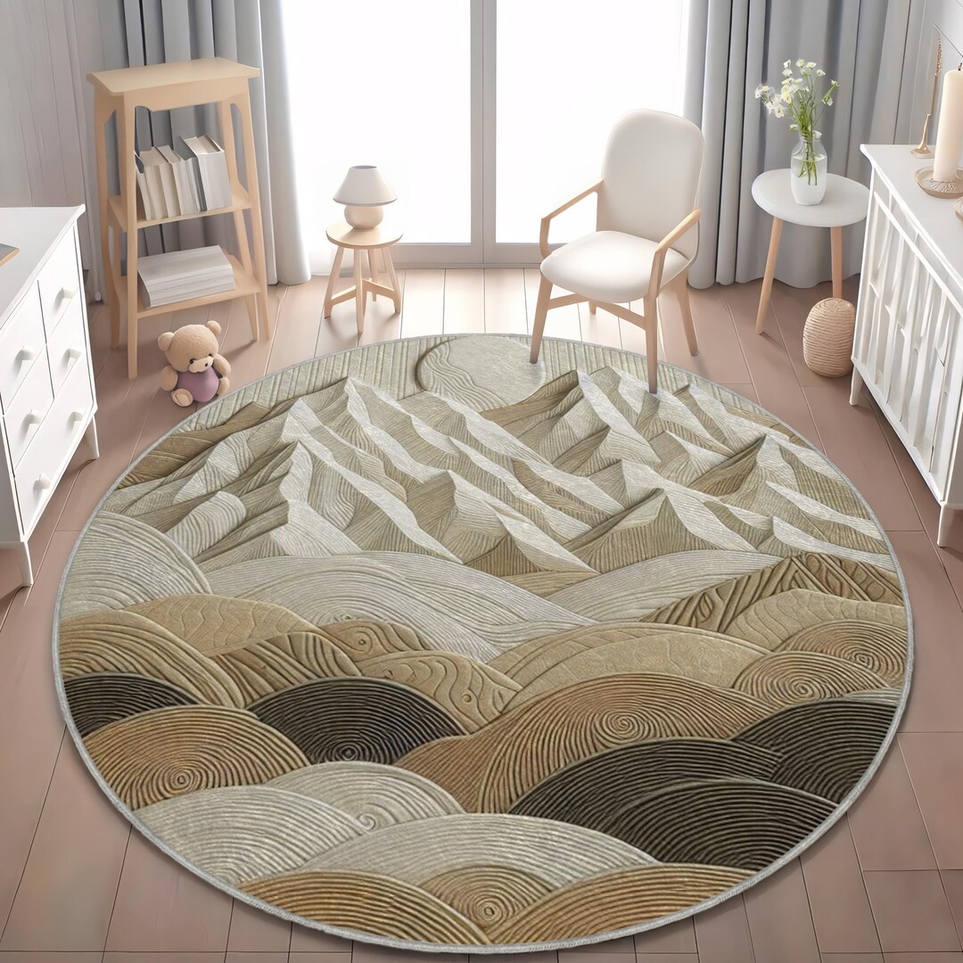 Mountain Ranges Rug, Beige Rug, Minimalist Area Rug, Nature Lovers Rug ...