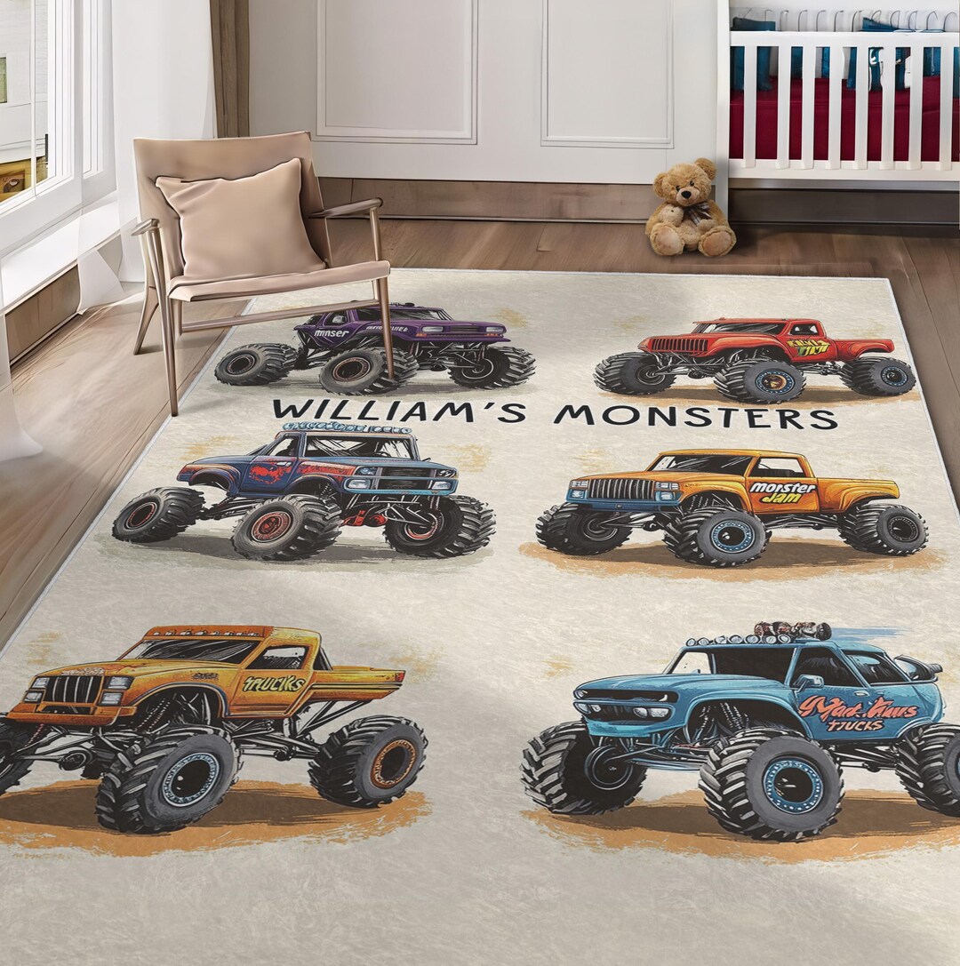 Monster Jam Rug Personalized Monster Truck Rug, Monster Truck Mat, Car Graphic Mat ...