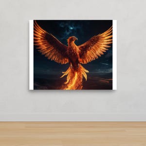 Phoenix with Fire Wings – Mystical Wall Art, Fantasy Poster, Symbol of Rebirth and Power