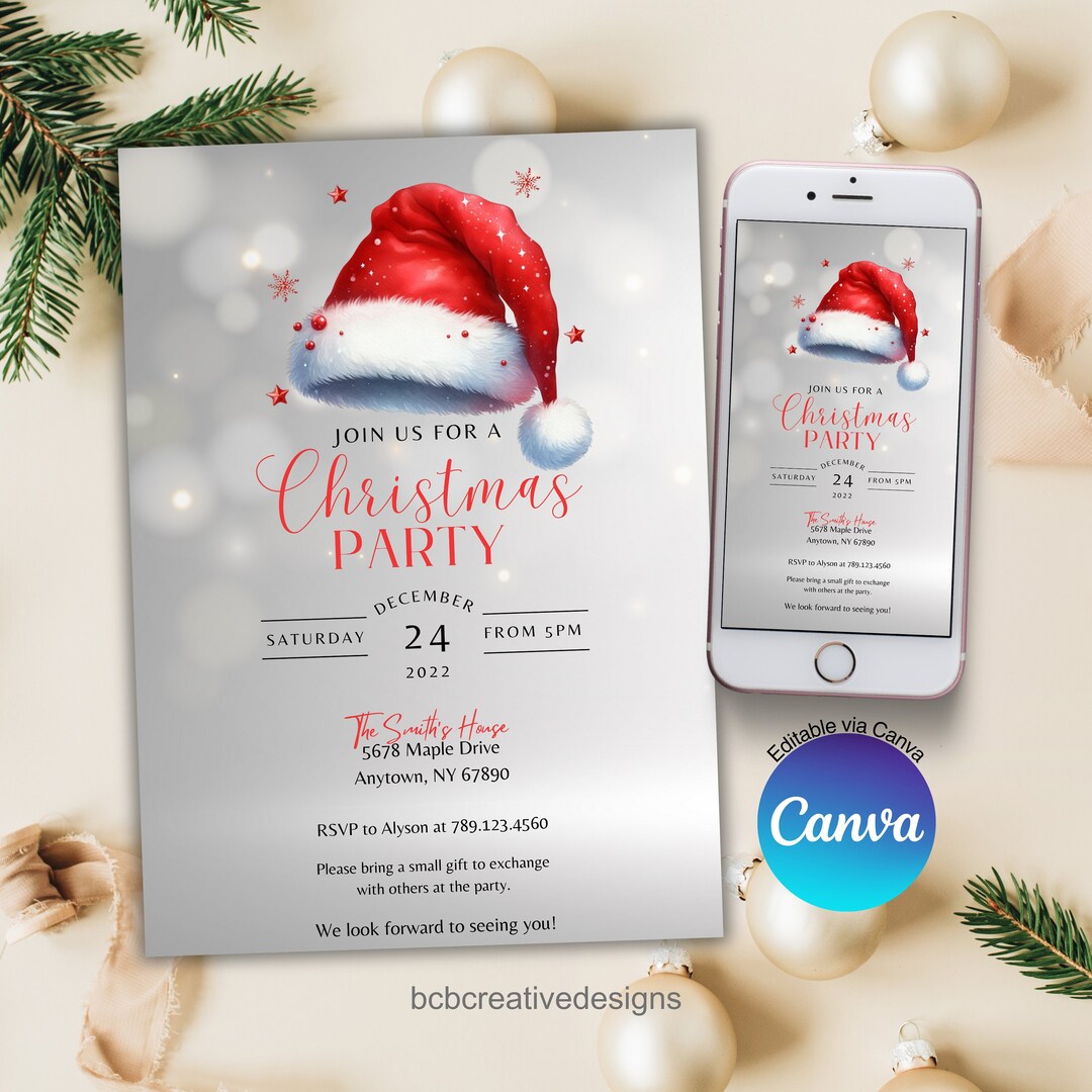 CHRISTMAS Party INVITATION, EDITABLE Christmas Party Invitation, Kids