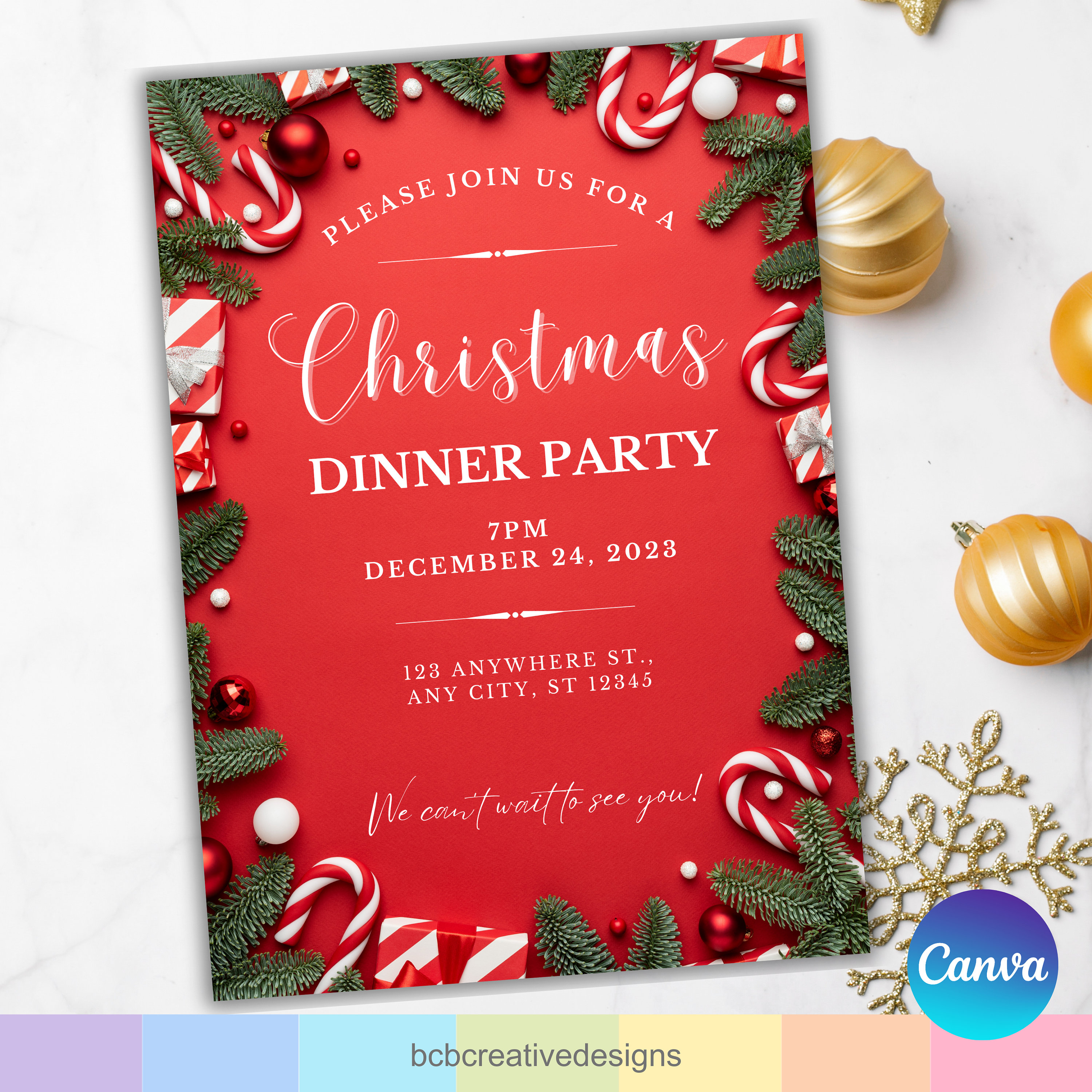 EDITABLE CHRISTMAS DINNER Party Invitation, Editable Christmas Dinner