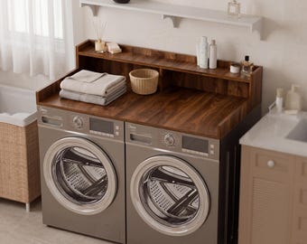 Laundry Room Countertop with Shelf, Washer Dryer Top, Space Saver, 2 Tier Washer Dryer Countertop