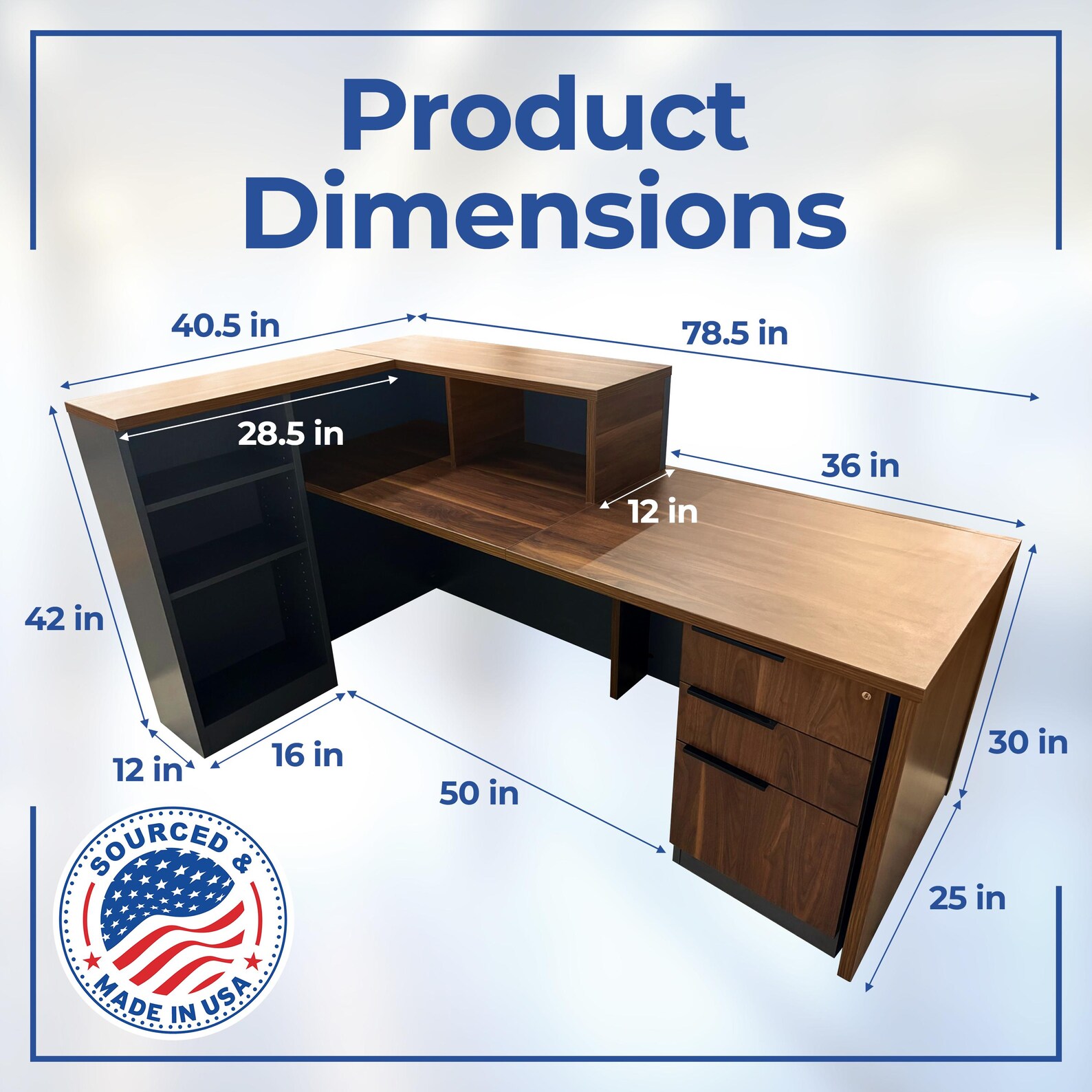 Officesimpli L Shaped Reception Desk With Counter - 78.5x40.5x42 Inch ...