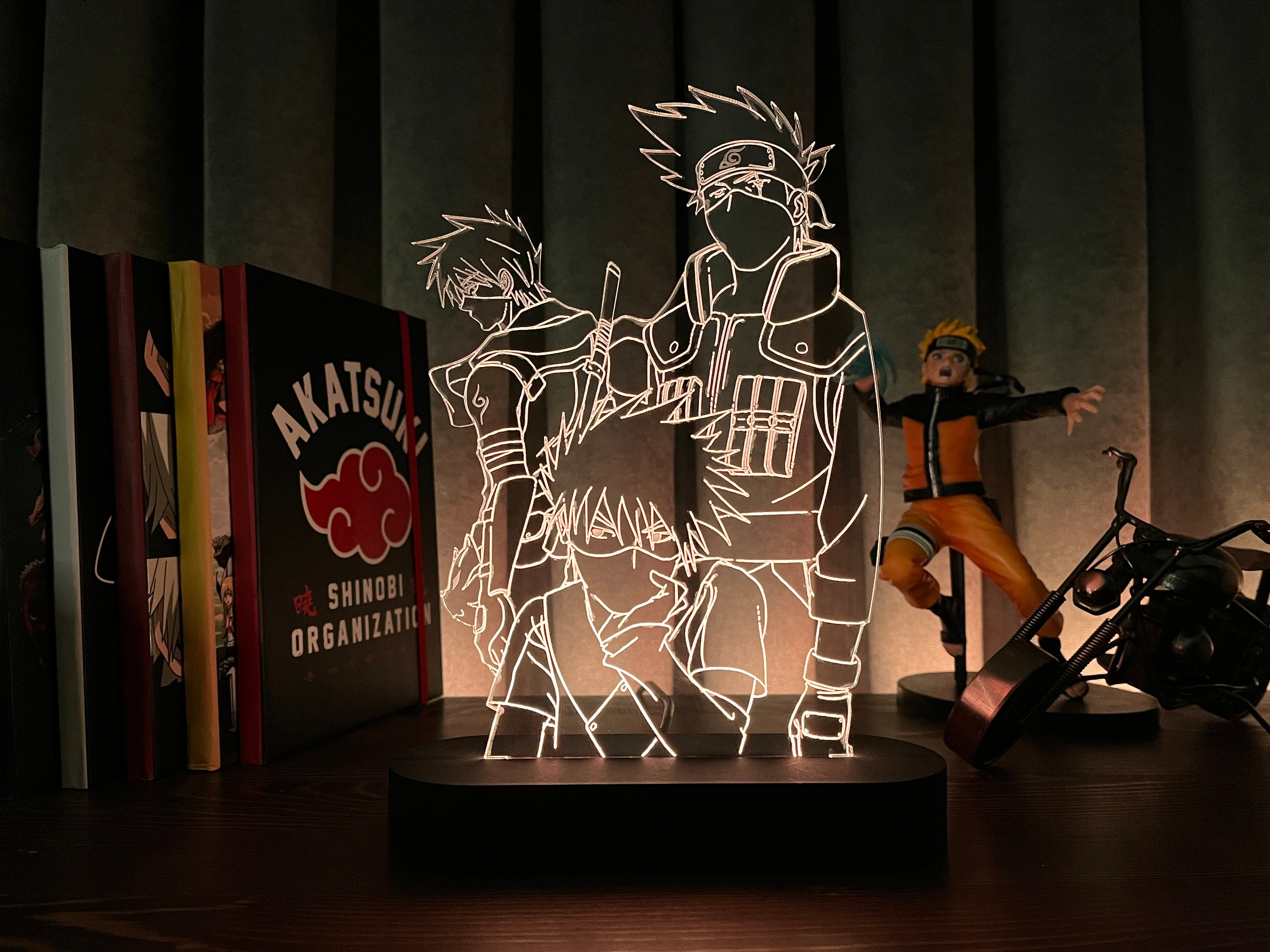 Anime Naruto Uzumaki 3d Led Night Light Kakashi Lampe de Table Jouets  Hatake Figures Led Light Room Décoration Enfants Noël Jouet Cadeau
