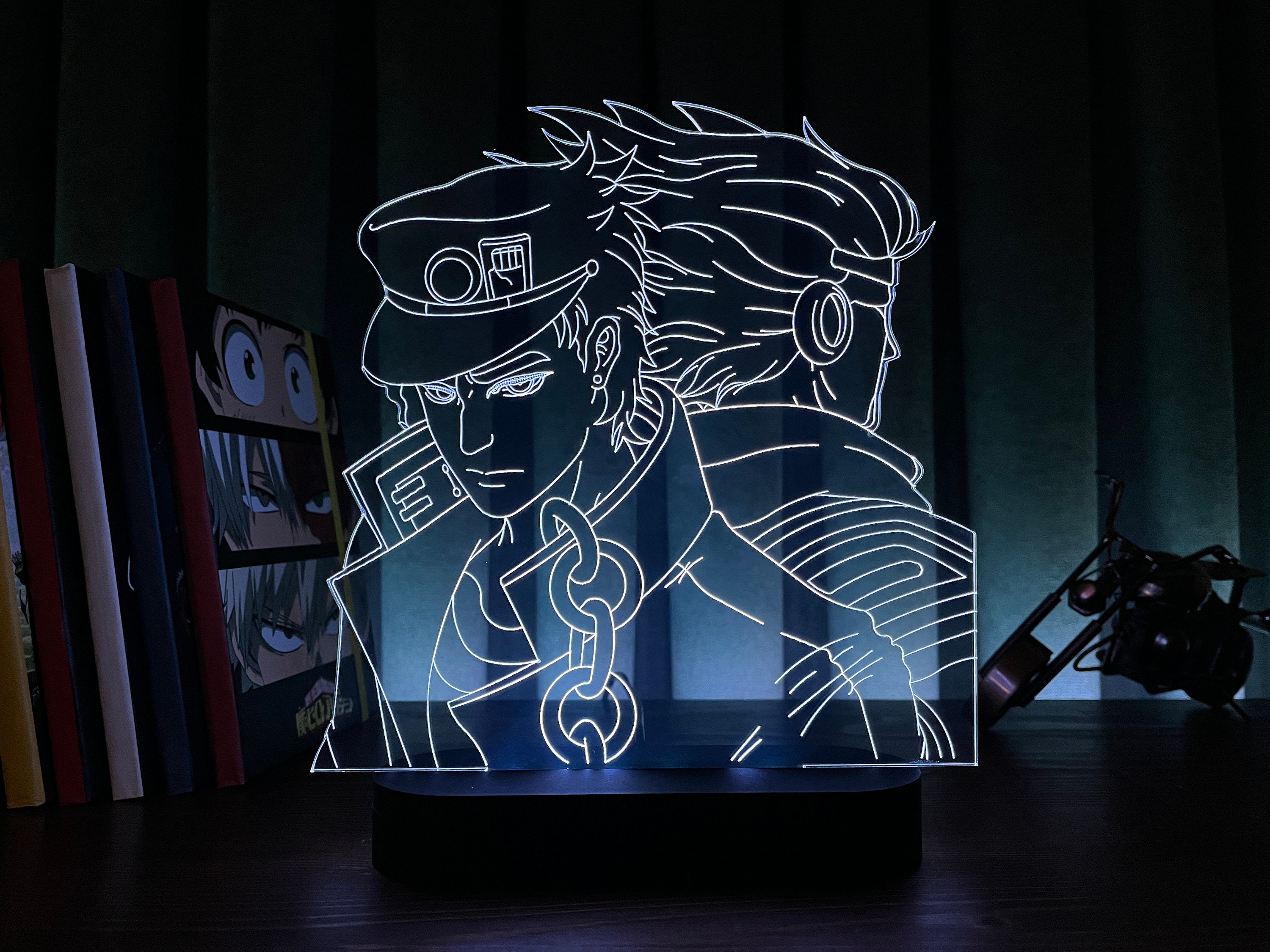 JoJo's Bizarre Adventure Anime TV Series Logo 6 Tall Custom Jotaro  Standing Pose Laser Engraved Acrylic w/LED Light Base 