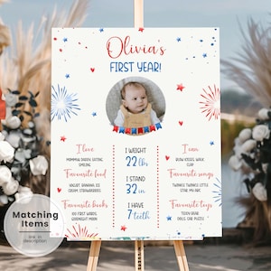 Little Firecracker First Birthday Milestone Board, Firework Birthday Milestone Sign, Firecracker 1st Birthday Party Milestone Poster FJ1