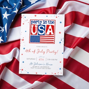 Druckbare Party in den USA Einladungskarte, bearbeitbare 4 Bild 5