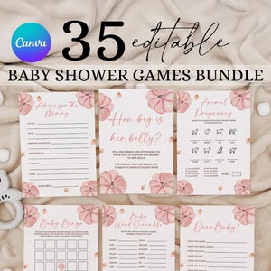 Rosa Kürbis-Spielebündel, kleines Kürbis-Dusche-Spielepaket, Kürbis-Mädchen-Babyparty-Aktivitäten, Herbst-rustikale Babyparty-Spielkarten EP1