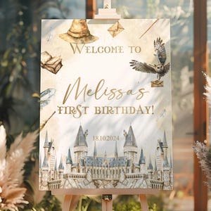 Magic School Birthday Welcome Sign, School of Wizard 1st Birthday Welcome Poster, The Chosen One Bday Decor, Wizard Bday Party Welcome WZ1