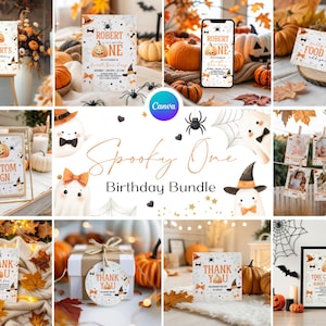 Gruseliges Geburtstagsparty Set, Halloween 1.Geburtstag Bundle, Gruseliges Geburtstags Bundle, Gruseliges Party Einladen Kit KG1