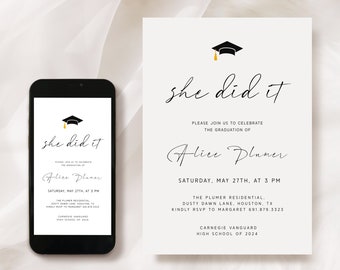 Simple Graduation Invitation Template Graduation Announcement Invite Collage Graduation Party Invitations 2024 Graduation Invitation