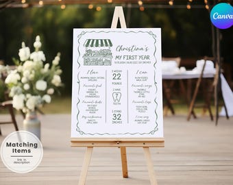 Farmers Market Milestone Sign: My First Year Printable Birthday Poster - Digital Download FV1