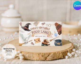 Wizard School Food Labels: Editable Magical 1st Birthday Tent Cards - Digital Download WI1